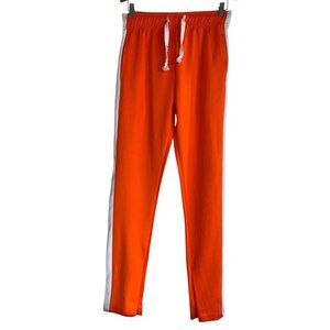 Weiv Los Angeles Track Pants Men's M Orange Polyester Stretch Striped Ankle Zip